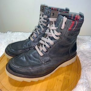 Geox Respira Ankle Boots Men’s Size 9 Grey Leather Plaid Accent